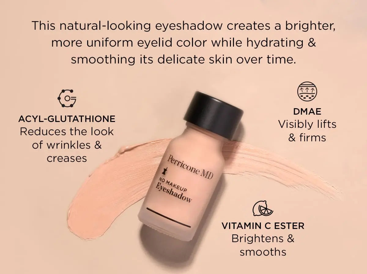 Perricone MD No Makeup Liquid Eyeshadow - Hydrating Serum Texture - Crease-Proof Anti-Aging with Vitamin C - Smooths & Brightens Eyelids - Long-Wearing Satin Finish for All Ages, Shade 2, 0.3 fl oz Perricone MD uk supplements
