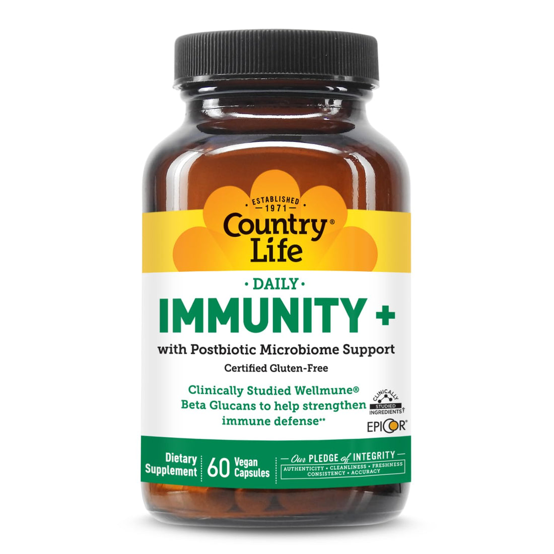 Country Life Immunity+ Supplement, 60 Capsules - Supports Immune and Gut Health - for Men and Women - Clinically Studied Ingredients, Vegan, Gluten Free, Certified B Corporation Country Life uk supplements