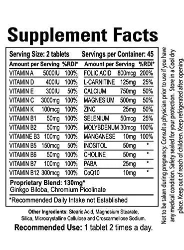 Body Shop Nutrition Ultra Woman - Multi-Vitamins 90 Tablets - Premium Performance Formula 100% Natural - Multivitamins for Woman Body Shop Nutrition uk supplements