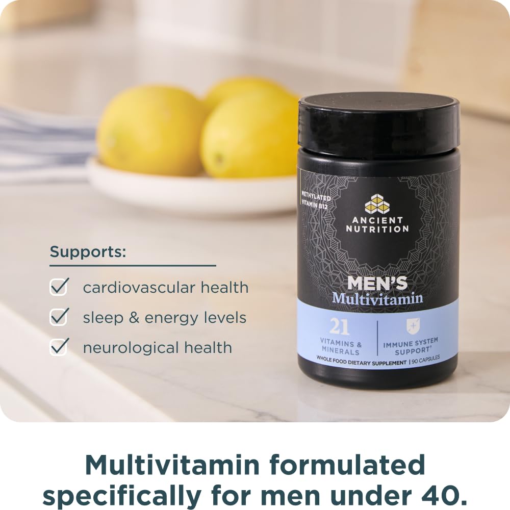 Ancient Nutrition Multivitamin for Men, Multi Men's, Methylated Vitamin D, C, E, B12, Zinc, Magnesium, Supports Healthy Immune System and Bone Health, 90 Ct Ancient Nutrition uk supplements
