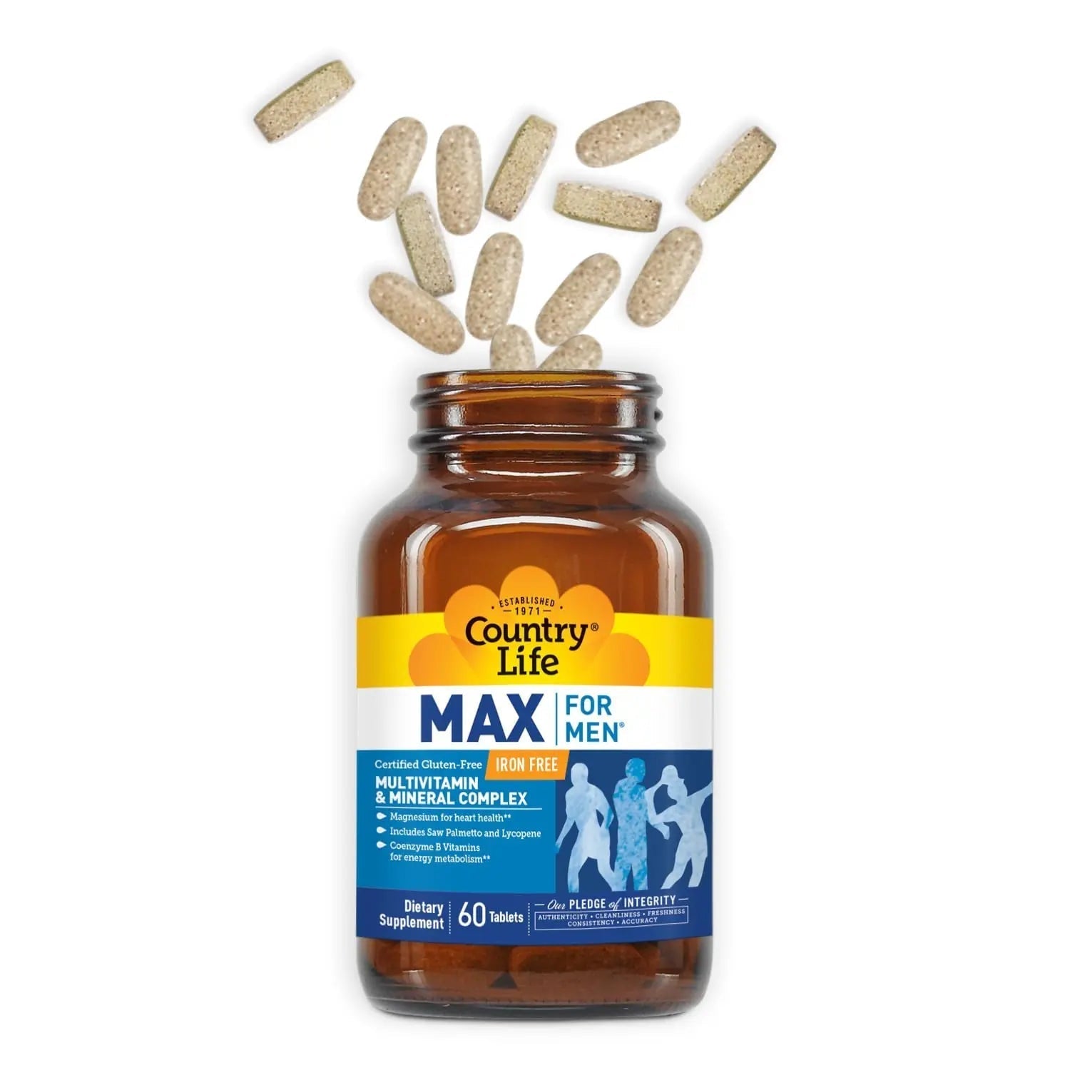 Country Life Max for Men, Multivitamin & Mineral complex, Iron-Free, Vegetarian Tablets, 60 Count, Certified Gluten Free, Certified Vegetarian Country Life uk supplements