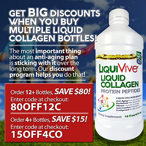 LiquiVive Liquid Collagen Protein Peptides Concentrate | Pure Hydrolyzed Super Multi Collagen Life Miracle uk supplements