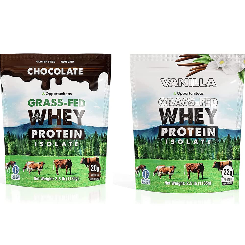 Opportuniteas Chocolate & Vanilla Whey Protein Powder Bundle - Grass Fed Whey Isolate Opportuniteas uk supplements