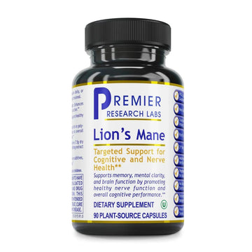 Premier Research Labs Lion's Mane - Lions Mane Mushroom Supplement Capsules for Focus, Memory, & Brain Support for Adults & Kids, 1000mg Premium Extract Per Serving - 90 Vegetarian Capsules Premier Research Labs uk supplements