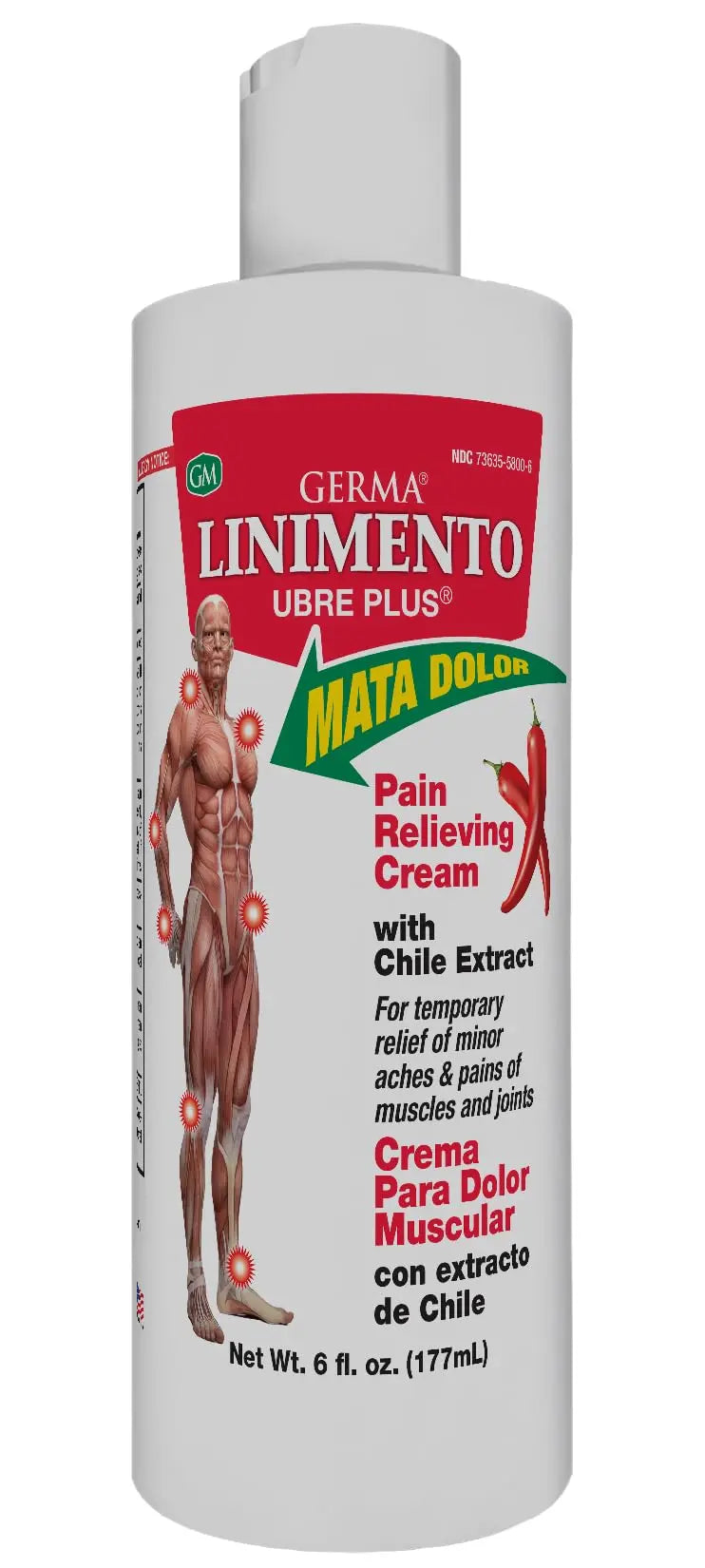 Germa Liniment Udder Plus. Natural Topical Analgesic Ointment. Relief for Pain and Aches in Joints and Back. With Chile Extract. 6 oz. Pack of 3 Germa uk supplements
