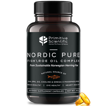 Primitive Scientific Nordic Pure Oil Complex (60 Fish Oil Capsules) for Brain, Immunity & Vision - Heart Supplement w/EPA, DHA, Vitamin D3, Choline - Omega 3 Supplements Primitive Scientific uk supplements