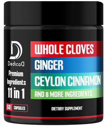 DEDICAD 11in1 Cloves Supplement with Ginger, Ceylon Cinnamon and 8 Other More - Digestive, Immune System, Mood Support - 60 Capsules - 30 Days Supply DEDICAD uk supplements