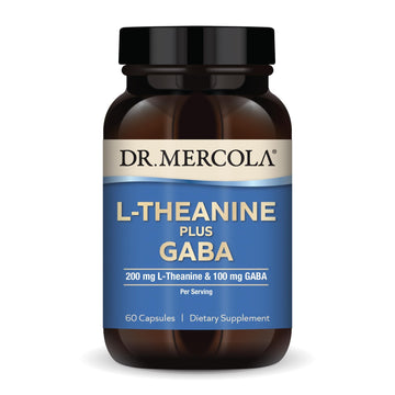 Dr. Mercola L-Theanine Plus GABA - Supports Relaxation - Focus & Cognitive Function - Stress Support Supplement - 200 mg L-Theanine - 100 mg GABA - 60 Capsules Dr. Mercola uk supplements