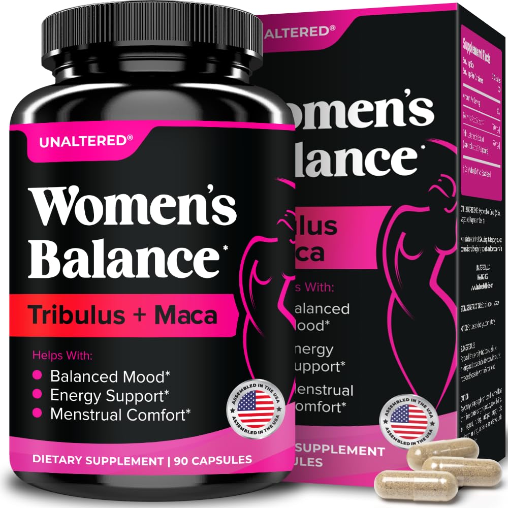 UNALTERED Hormone Balance & Mood Support for Women - Naturally Supports Hormonal Balance & Energy with Tribulus Terrestris & Red Maca Root Extract - Dietary Supplement - 90 Vegan Capsules UNALTERED uk supplements