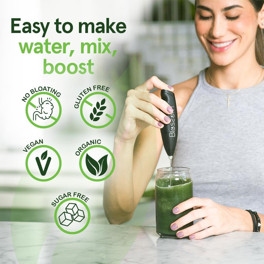 Blossom SuperGreens Probiotics – Digestive Enzymes with Pre/ProBiotics for Bloating Relief – 30+ SuperGreens & SuperReds to Boost Energy –Organic, Gluten-Free, No Fiber, 0g Sugar (Lemon Citrus) BRANIA uk supplements