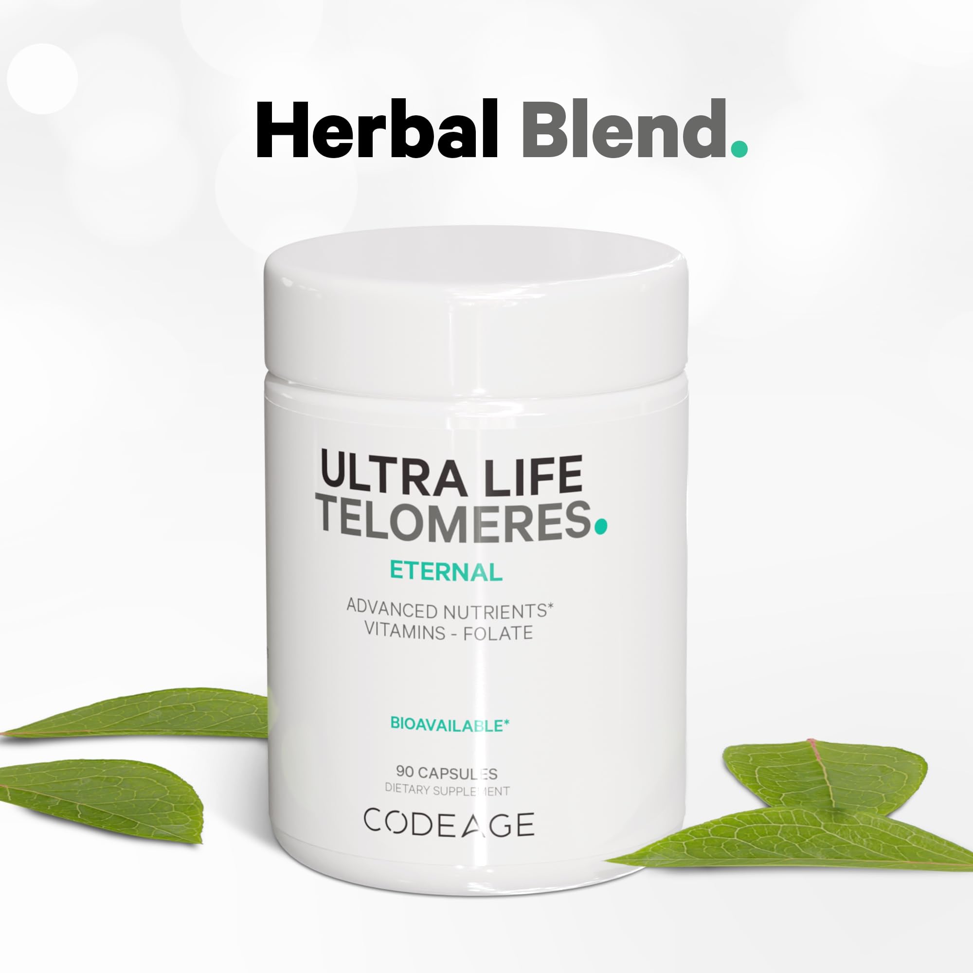 Codeage Ultra Life Telomeres Supplement - 5 MTHF Folate Vitamin B9, Vitamin B12 Methylcobalamin, Vitamin D3, L-Theanine, Ashwagandha - 3-Month Supply - DNA, Methylation Cycle - Non-GMO - 90 Capsules Codeage uk supplements