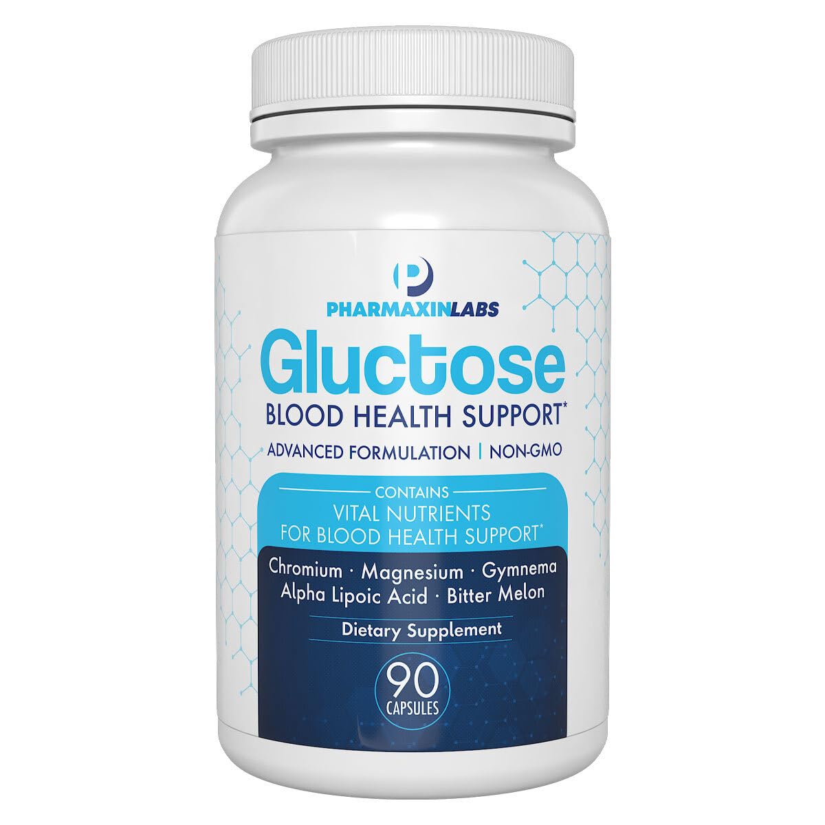 Gluctose Blood Health Support Supplement - Advanced Formula for Men & Women - Chromium, Magnesium, Alpha Lipoic Acid, Bitter Melon, Gymnema - 90 Day Supply / 90 Capsules Pharmaxin Labs uk supplements