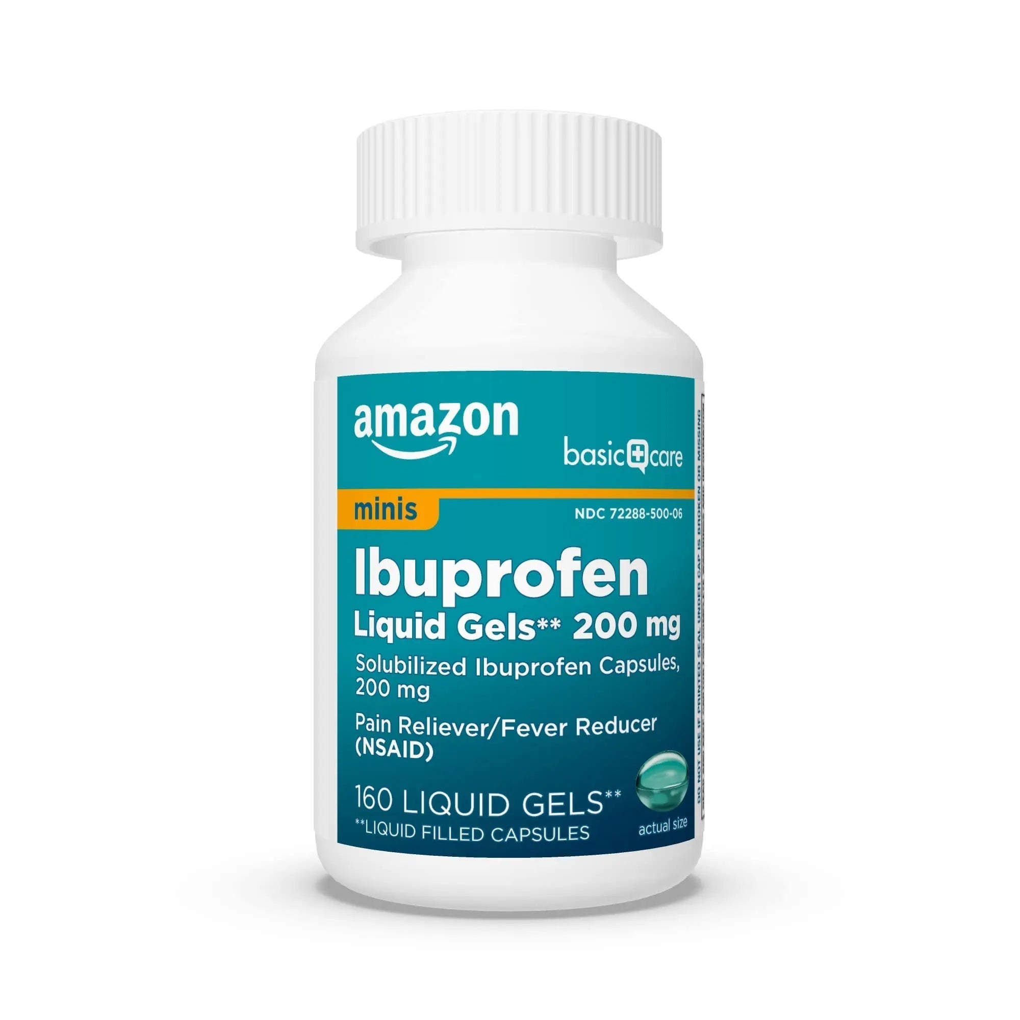 Amazon Basic Care Ibuprofen Mini Liquid Gels, 200 mg, Pain Reliever and Fever Reducer for Headache, Backache, Menstrual Pain, Arthritis, 160 Count Amazon Basic Care uk supplements