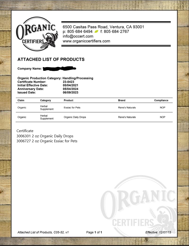 Essiac Original Tea USDA Organic Daily Drops for Enhanced Lymphatic Drainage and Immune Support | Alcohol Free Concentrated Formula | 2oz (59ml) Essiac uk supplements