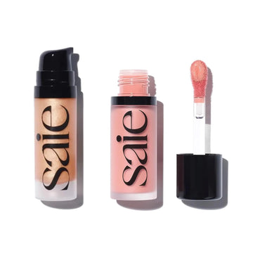 Saie Mini Glowy Super Gel Lightweight llluminator & Makeup Primer - Sunglow (0.5 oz) + Dew Blush - Lightweight Liquid Blush with a Blendable + Buildable Cream Finish - Rosy (.40 oz) Saie uk supplements