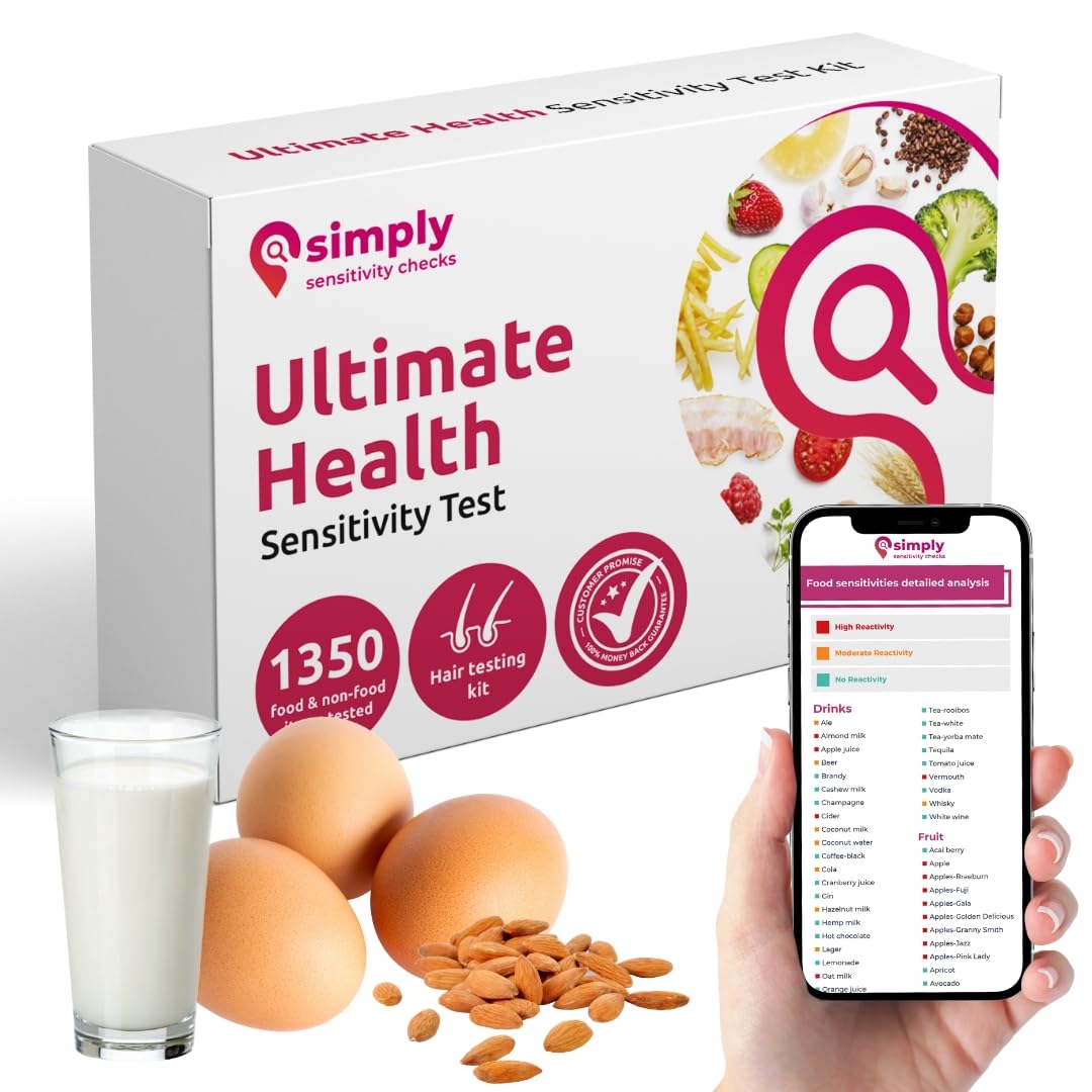 Simply Sensitivity Checks 1350+ Items Food Sensitivity Test Kit for Adults – Foods & Non-Foods, Including Lactose, Gluten, Vitamins, Minerals, Gut Health & More – at-Home Food Intolerance Test Kit Simply Sensitivity Checks uk supplements