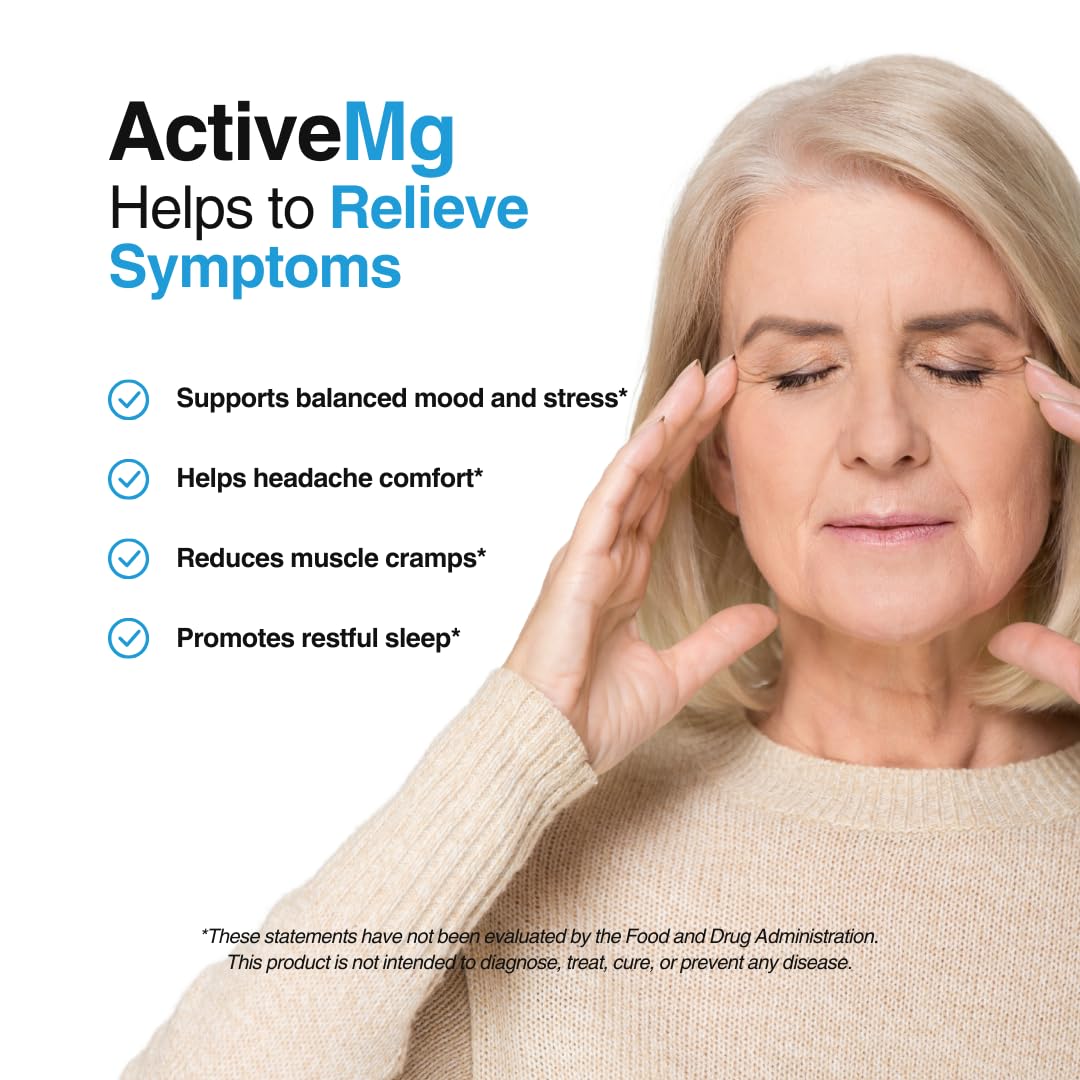 Active Mg Magnesium Supplement – 300mg Elemental Magnesium + Zinc & B Vitamins – Muscle & Nerve Support – 90 Vegan Capsules Migraine Stop uk supplements