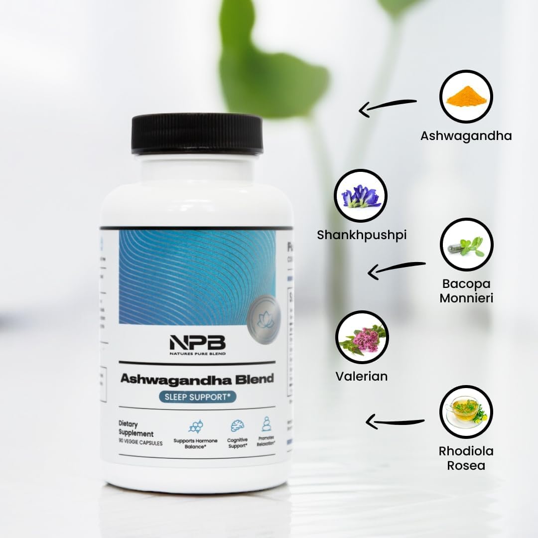 Nature's Pure Blend Ashwagandha Supplements – Organic Ashwagandha Root & Extract for Women and Men – Stress Relief, Sleep, and Mood Support – Athletic Performance & Focus Support – 60 Vegan Capsules Nature's Pure Blend uk supplements