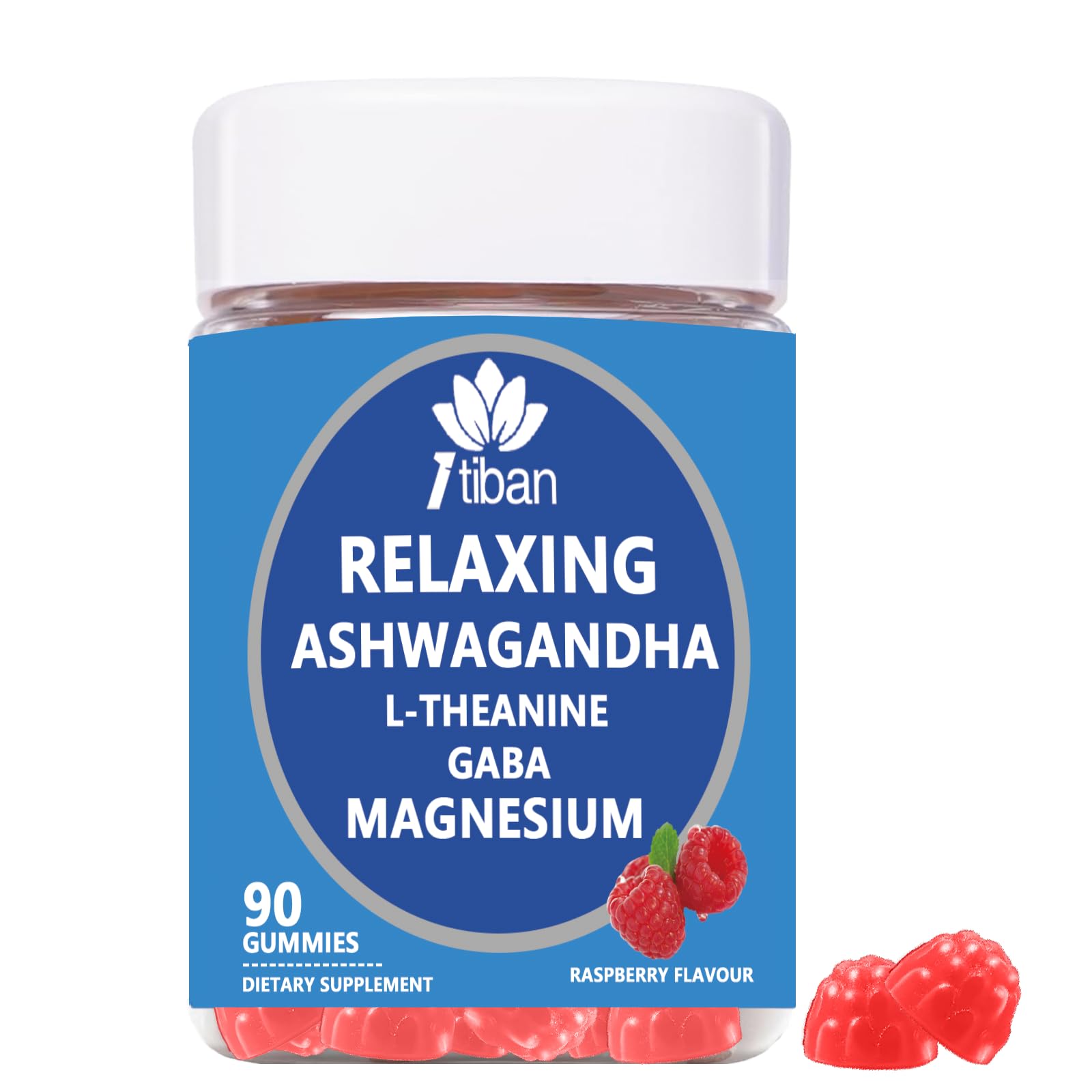 Itiban Cortisol Supplements for Women, Calm Magnesium Glycinate Gummies, Ashwagandha, L-Theanine, GABA, D3, B6, Mood Anxiety Sleep Relax, Raspberry Flavour, Vegan 90 Gummies Itiban uk supplements