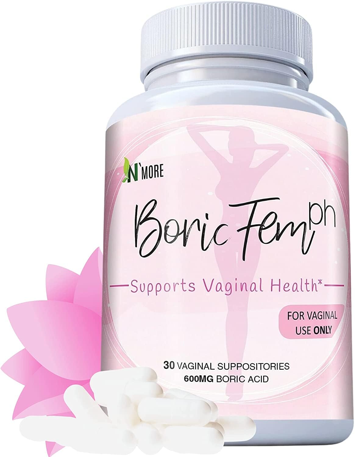 N'More Boric Acid Vaginal Suppositories- 100% Pure - Made in USA- Boricfem Vaginal Health Supplement N'More uk supplements