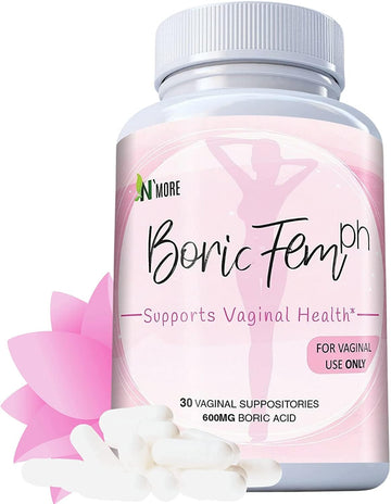 N'More Boric Acid Vaginal Suppositories- 100% Pure - Made in USA- Boricfem Vaginal Health Supplement N'More uk supplements