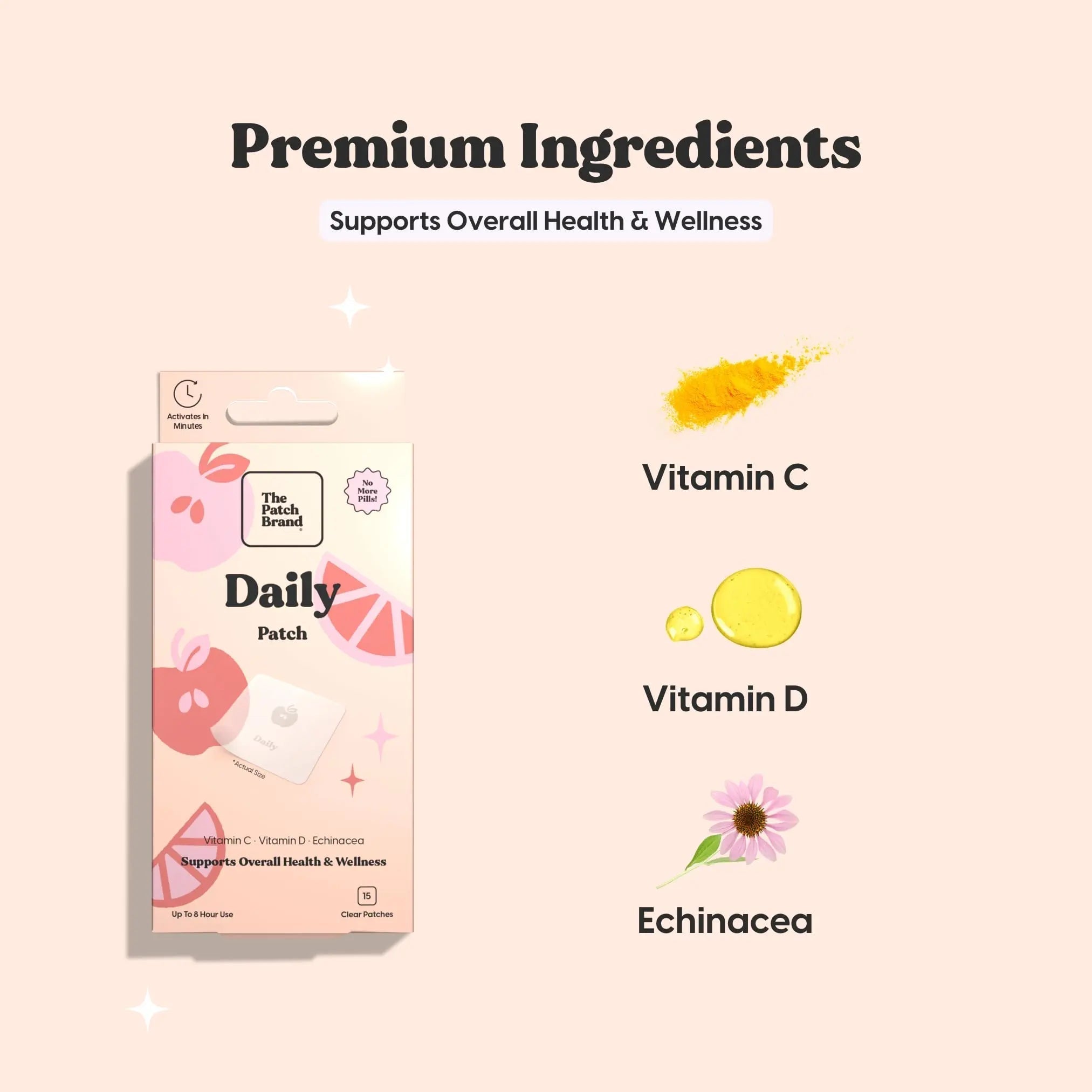 The Patch Brand Daily Support Patches | Natural Wellness Infused with Vitamin C, Zinc Citrate, Vitamin D, Ginko Biloba and Echinacea The Patch Brand uk supplements