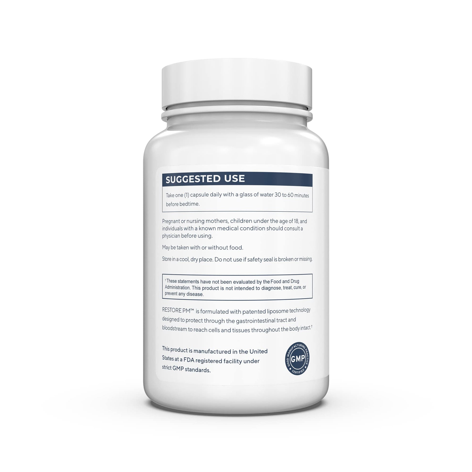 Renue By Science Restore PM | Liposomal Melatonin GABA Supplements | 60 Capsules with Melatonin (3.5mg) 5HTP (100mg) Glutathione (65mg) Apigenin (75mg) GABA (150mg) - Non-GMO | Made in The USA Renue By Science uk supplements