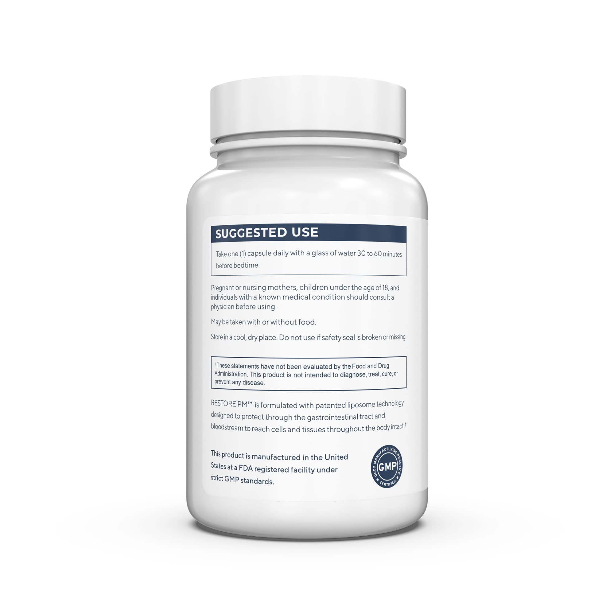 Renue By Science Restore PM | Liposomal Melatonin GABA Supplements | 60 Capsules with Melatonin (3.5mg) 5HTP (100mg) Glutathione (65mg) Apigenin (75mg) GABA (150mg) - Non-GMO | Made in The USA Renue By Science uk supplements