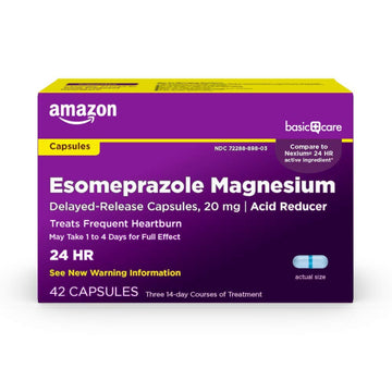 Amazon Basic Care Esomeprazole Magnesium Delayed Release Capsules, 20 mg, Acid Reducer, 42 Count Amazon Basic Care uk supplements