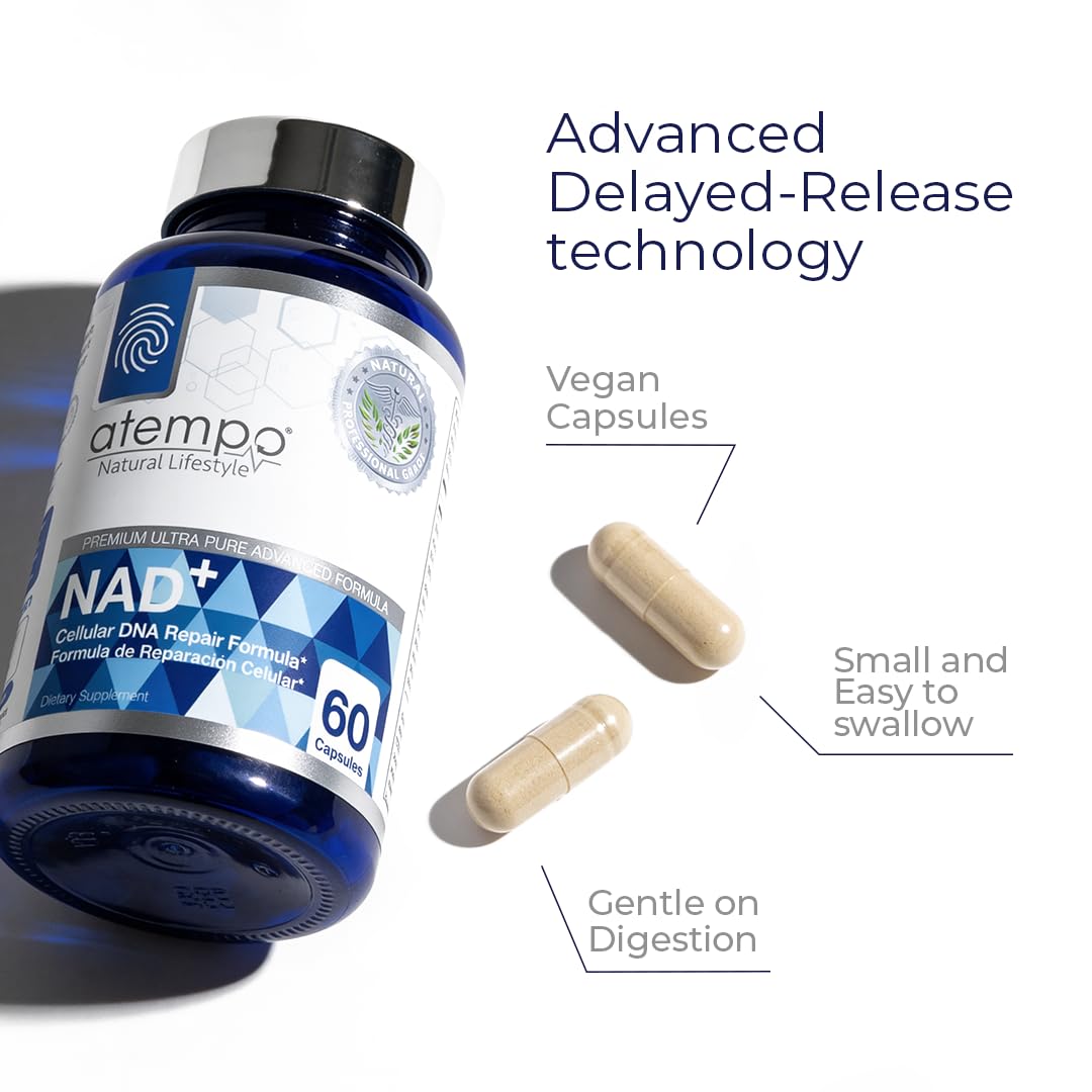 NAD+ Supplement 1000 mg High Absorption – Supports Energy, Cellular Health, Brain Function, and Healthy Aging – Pure NAD Formula with 60 Capsules ATEMPO NATURAL LIFESTYLE uk supplements