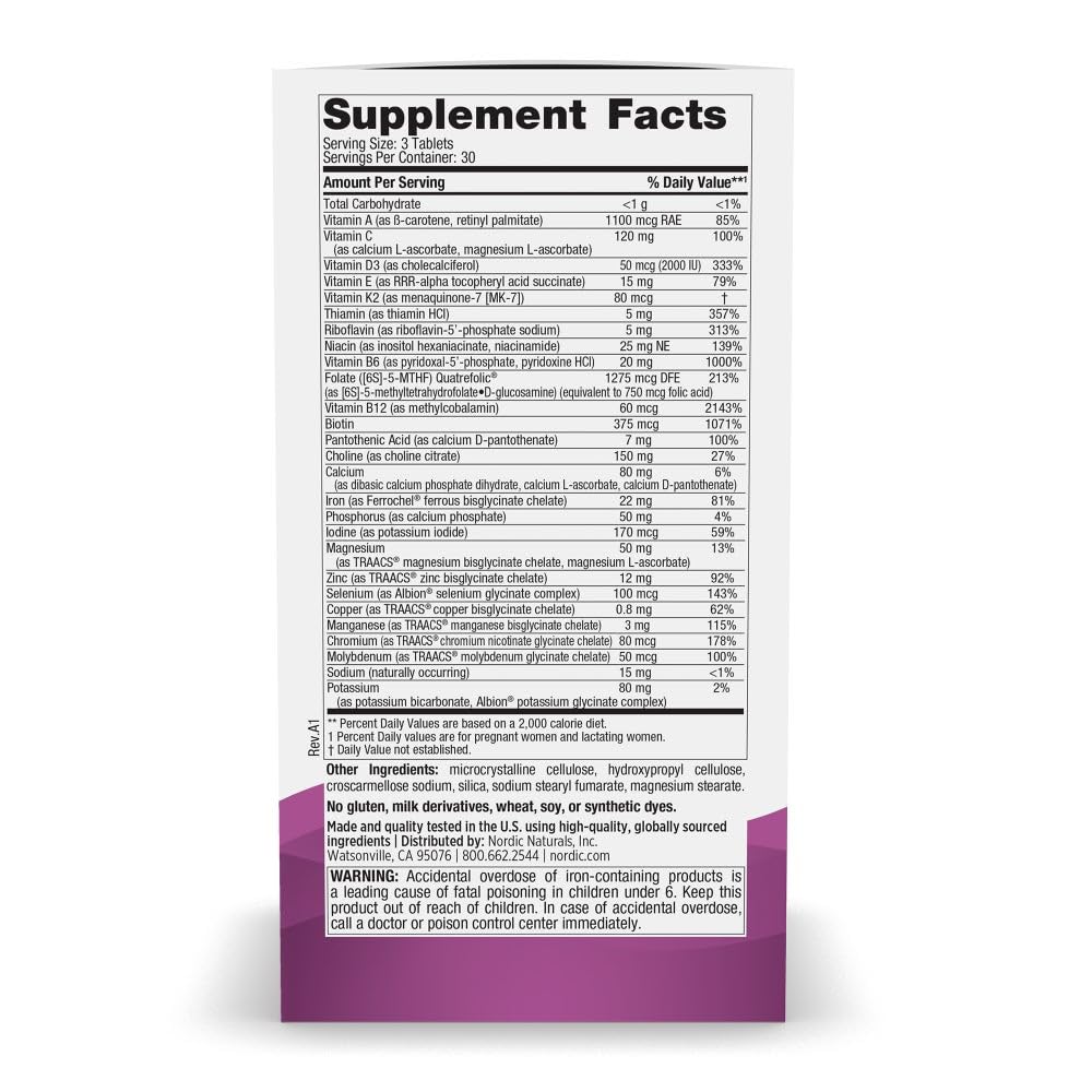 Nordic Naturals Vegetarian Prenatal Multivitamin Minis - 90 Easy to Swallow Tablets - Highly Absorbable Multivitamin and Mineral Supplement to Support Pregnancy - Non-GMO, 30 Servings Nordic Naturals uk supplements