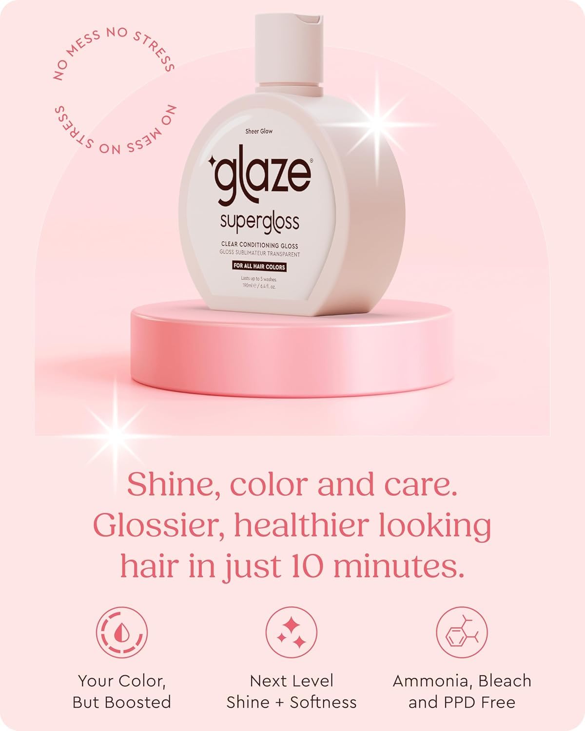 Glaze Supergloss Sheer Glow Clear Hair Gloss Mini – Smooths, Lightweight, Adds Mirror Shine & Improves the look of Damaged Hair – Travel Size 1.7 oz glaze uk supplements