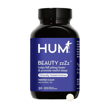 HUM Beauty zzZz Melatonin Sleep Supplement for Adults with Melatonin 3mg, Vitamin B6 and Calcium, Vegan, Gluten Free, Non GMO Sleep Support Tablets for Adults and Beauty Rest, 30 Vegan Tablets HUM uk supplements