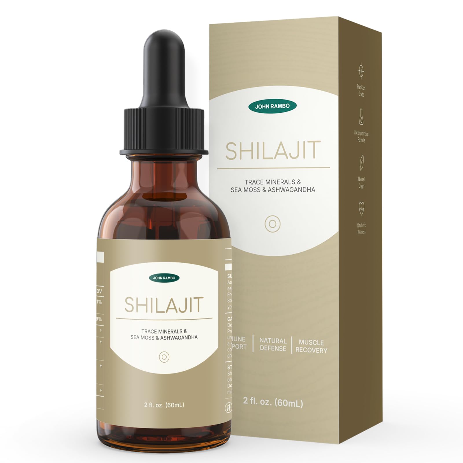 JOHN RAMBO Shilajit Liquid Drops with Sea Moss, Ashwagandha, Zinc, and Magnesium – Liquid Multimineral Supplement for Women and Men – Terra Mineral JOHN RAMBO uk supplements