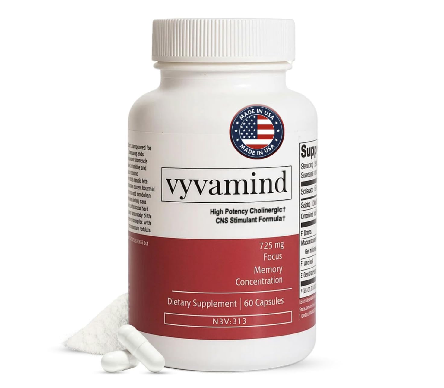 vyvamind Neurostimulant + Focus Aid Nootropic for Enhanced Concentration & Mental Clarity, Brain Support with Caffeine L-Theanine, Fast-Acting Cognitive Boost, 60 Capsules vyvamind Neurostimulant + Focus Aid uk supplements
