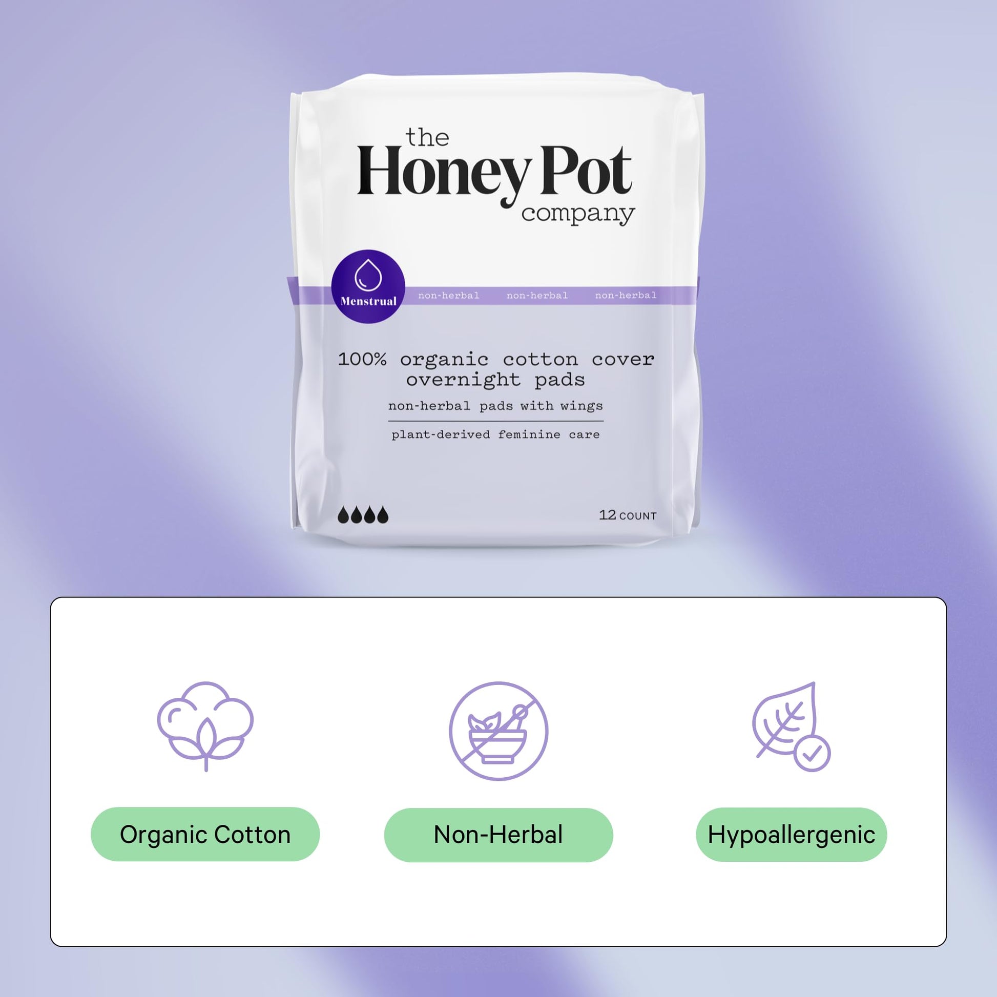 The Honey Pot Company - Non-Herbal Overnight Pads with Wings - Organic Pads for Women The Honey Pot Company uk supplements