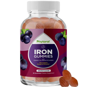 Natural Multivitamin Iron Gummies for Adults - Adult Gummy Vitamins with Iron and Energy Boost B Complex Vitamins Phytoral uk supplements
