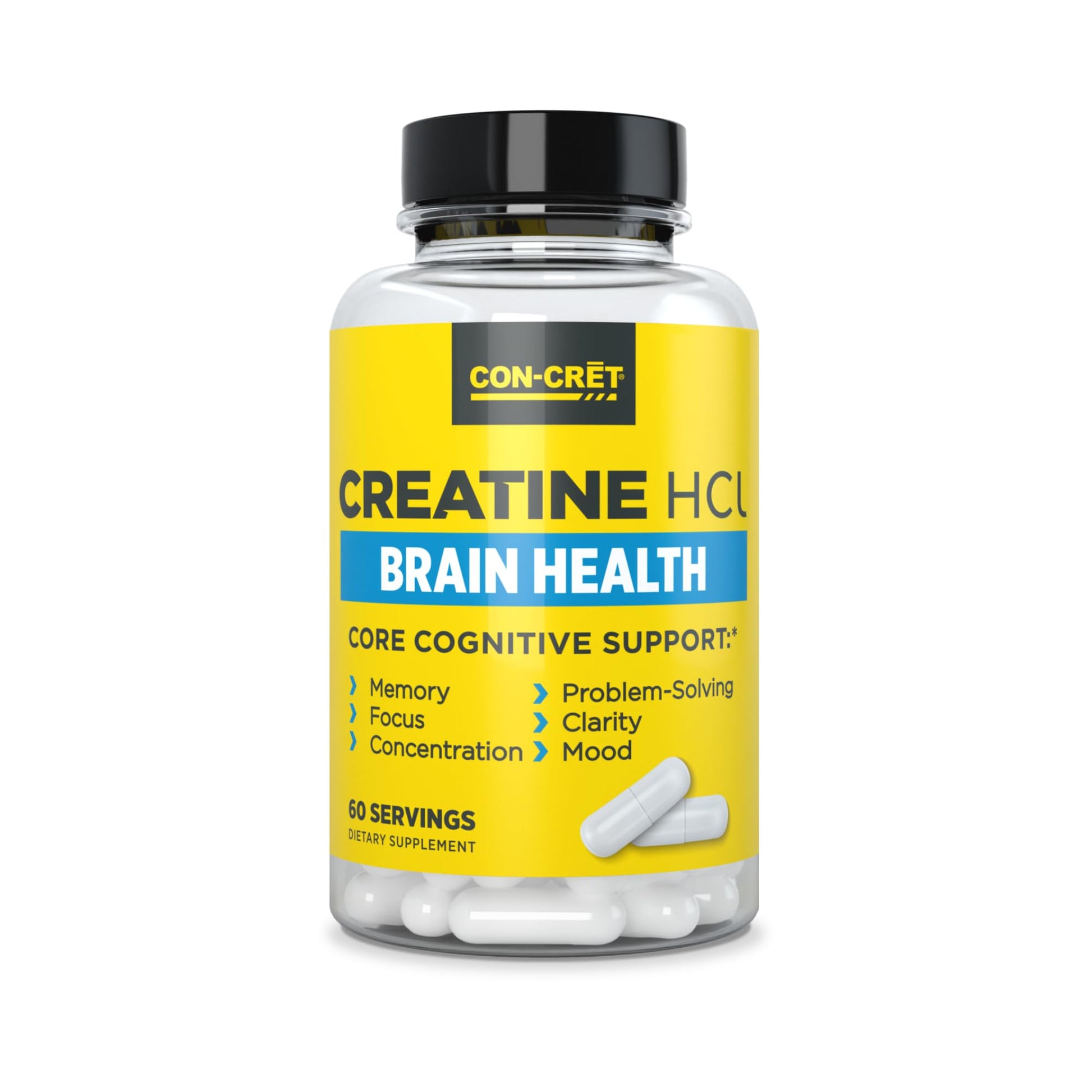 CON-CRET Creatine HCl for Brain Health Capsules – Clinically Tested Support for Memory, Focus, Concentration, Problem-Solving, Clarity, and Mood.* | Made in USA (60 Day Supply) CON-CRET uk supplements