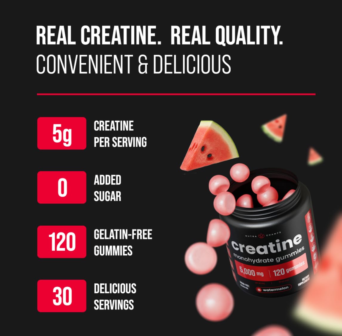 NutraChamps 120 Creatine Gummies for Men & Women - 5g Sugar Free Chewable Creatine Monohydrate Gummies - Supports Protein Synthesis, Muscle Recovery & Workout Performance NutraChamps uk supplements