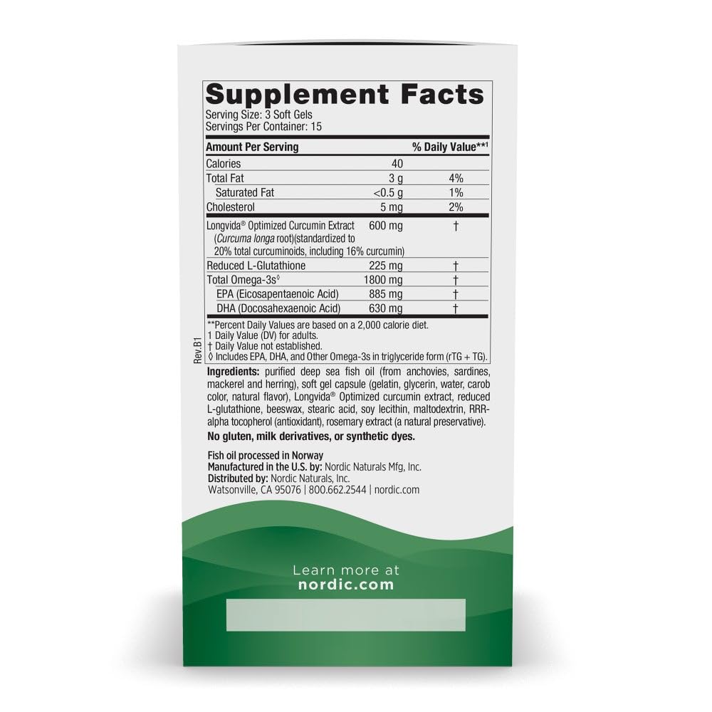 Nordic Naturals Recovery Plus, Unflavored - 45 Soft Gels - 1800 mg Omega-3 Fish Oil - 600 mg Longvida Optimized Curcumin - Cellular Health & Recovery - Post-Exercise Muscle Support - 15 Servings Nordic Naturals uk supplements