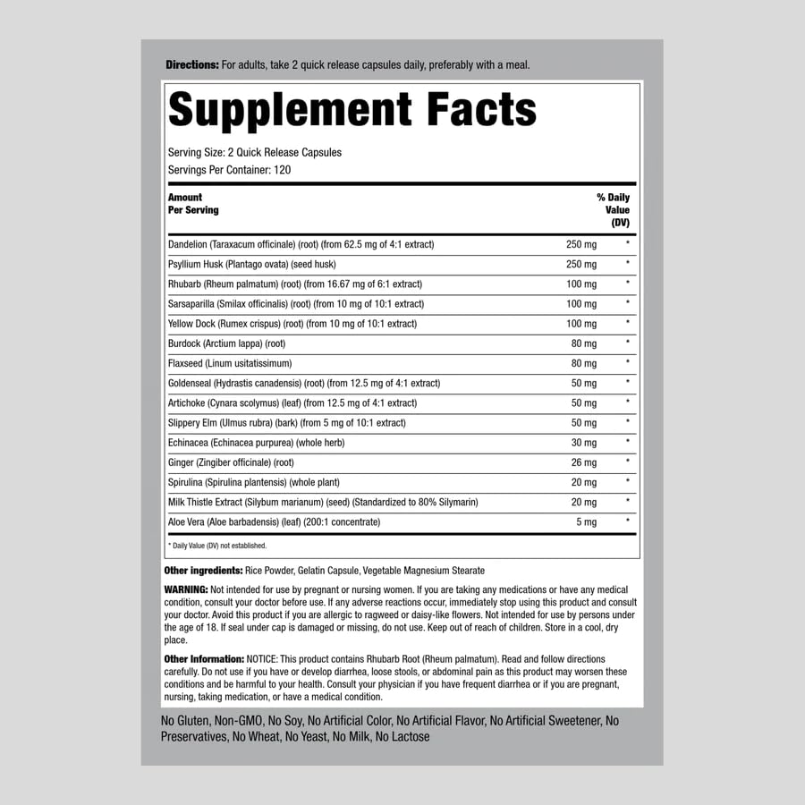 Piping Rock Detox Cleanse Capsules | 240 Pills | Herbal Complex | Lean Formula Piping Rock uk supplements