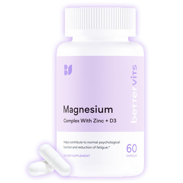 Bettervits Magnesium Glycinate Complex with Citrate Malate Zinc & Vitamin D3 | High Absorption Pure Magnesium 225mg Supplement Chelated Formula for Muscle Relaxation, Sleep Support – 60 Capsules Bettervits uk supplements