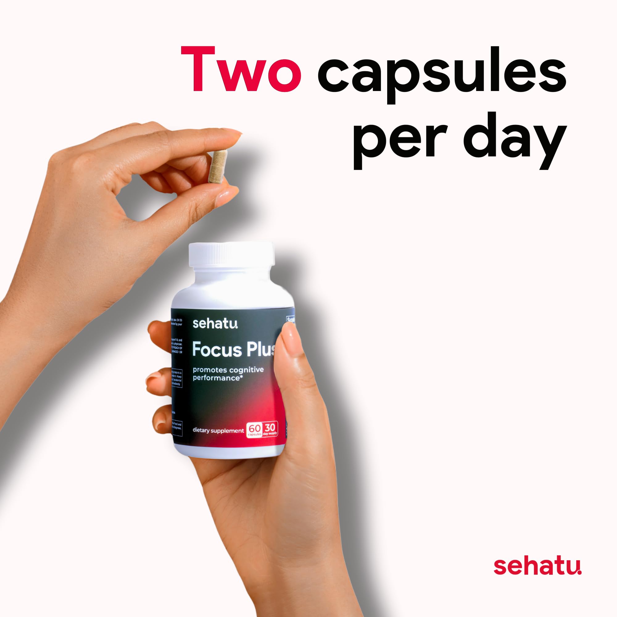 SEHATU Focus Plus Cognitive Performance Enhancer | with N-Acetyl L-Tyrosine, DMAE Bitartrate, GABA, Glutamic Acid | Boosts Focus, Enhances Memory, Supports Brain Health | 60 Count | 30 Day Supply SEHATU uk supplements