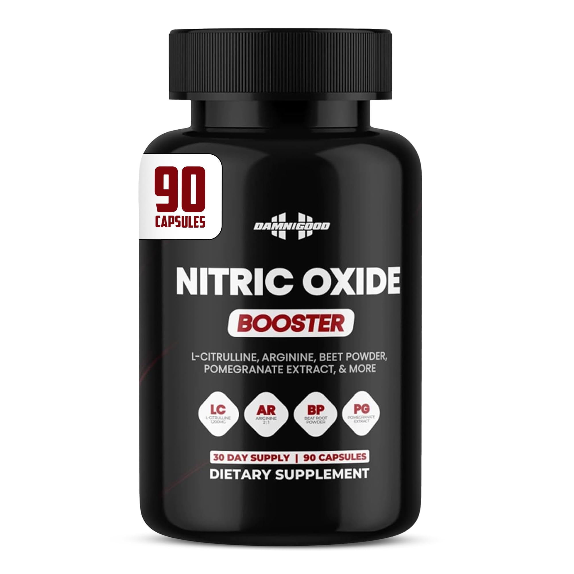 DAMN GOOD The Hodge Twins Nitric Oxide Booster – Beet Root Nitric Oxide & Arginine Citrulline Supplement, Pomegranate Blend for Workout Drive, Endurance Support & Pump Power - 90 Capsules DAMN GOOD uk supplements