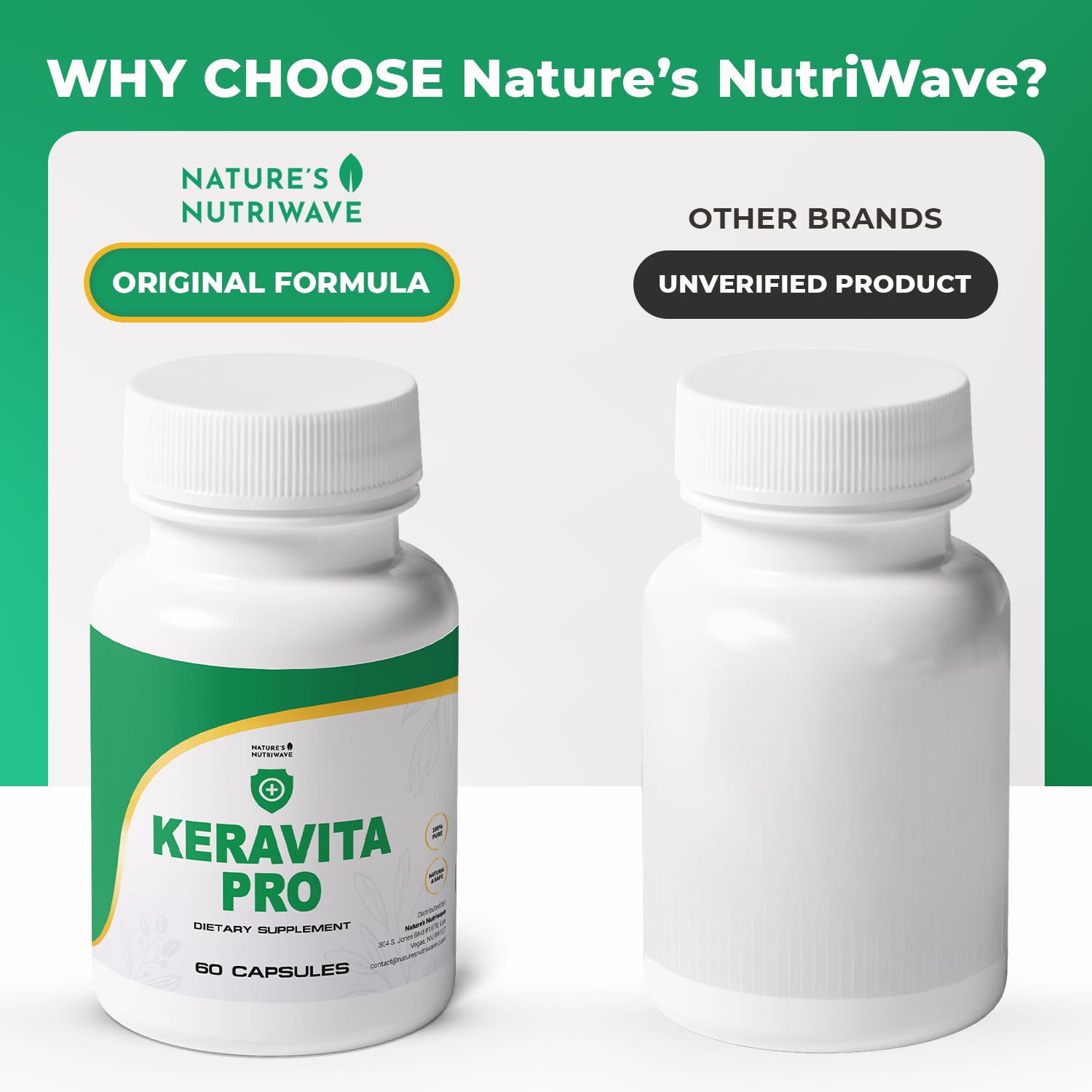 Keravita Pro - Natural Supplement with Vitamins C, Vitamin E, Green Tea, Turmeric & Mushroom for Hair & Nail | Non-GMO, Stimulant-Free | Made in the USA, GMP-Certified | 60 Capsules - 1 Month Supply Nature’s NutriWave uk supplements