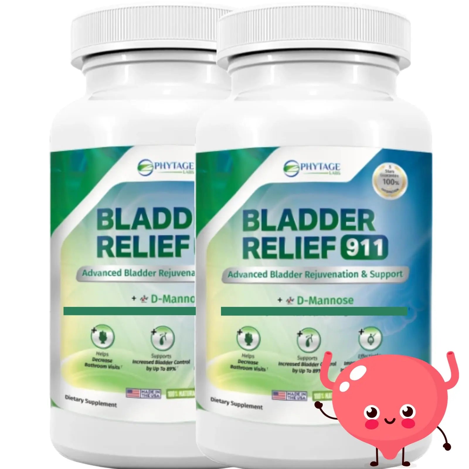 Phytage Labs Bladder Relief 911 Detoxifying Strength - for Men and Women Provides Bladder Support, 60 Veggie Capsules - 2 Pack Phytage Labs uk supplements