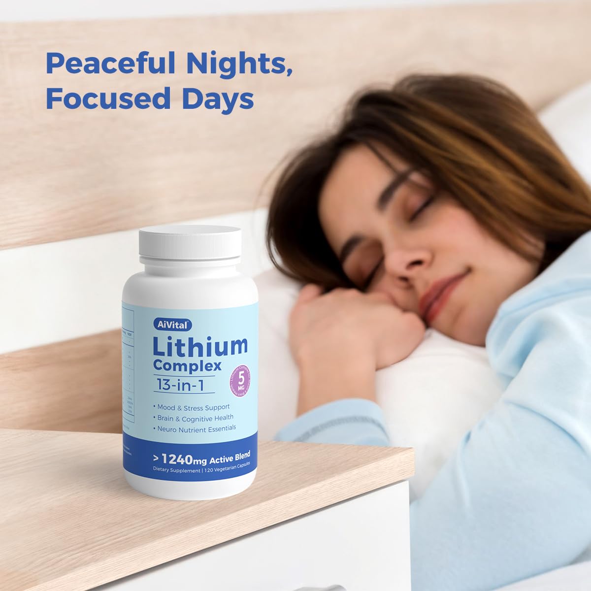 AiVital™ Lithium Orotate 5mg, 13-in-1 Lithium Supplement with Magnesium Glycinate, L-theanine & DHA for Daily Balance, Focus & Clarity, Low-Dose Formula, Non-GMO, Gluten Free, Vegan, 120 Capsules AiVital uk supplements