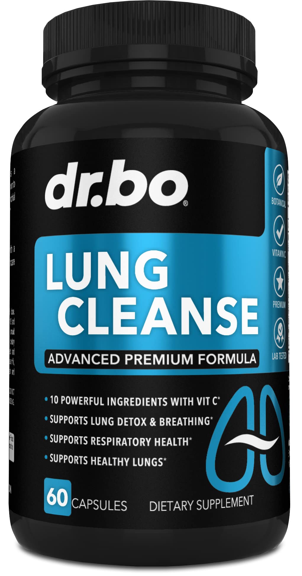 Lung Cleanse Support Supplement - Respiratory Supplements to Quit & Stop Smoking Aids - Herbal Detox for Lungs & Bronchial Health - Smokers Cleanser Breathe Aid for Mucus Clear Relief - 60 Capsules DR. BO uk supplements