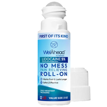 WELMATE - 5% Lidocaine Roll-On (3 oz Value Size) - No Mess Targeted Relief - Topical Anesthetic - Hemorrhoid Relief - Aloe Vera - Fast Acting & Long Lasting - Over-The-Counter Medication - First Aid WELMATE uk supplements
