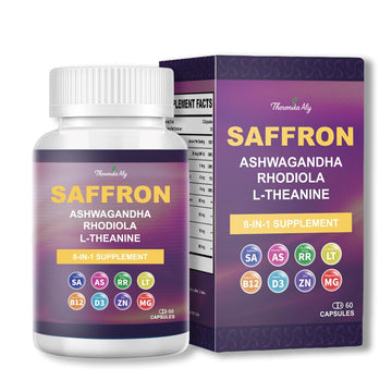 Theronika Aly Saffron Supplements – Blend with Ashwagandha, Safron, Rhodiola, Magnesium, L-Theanine, Zinc & B12, 88.5 mg Pure Saffron Extract Capsules Mood, Energy, Vision & Focus – 60 Vegan Capsules Theronika Aly uk supplements